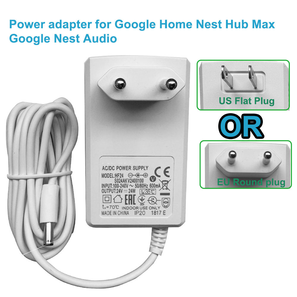 Google Speaker Nest Hub - Adaptor Catu Daya 24V untuk Google